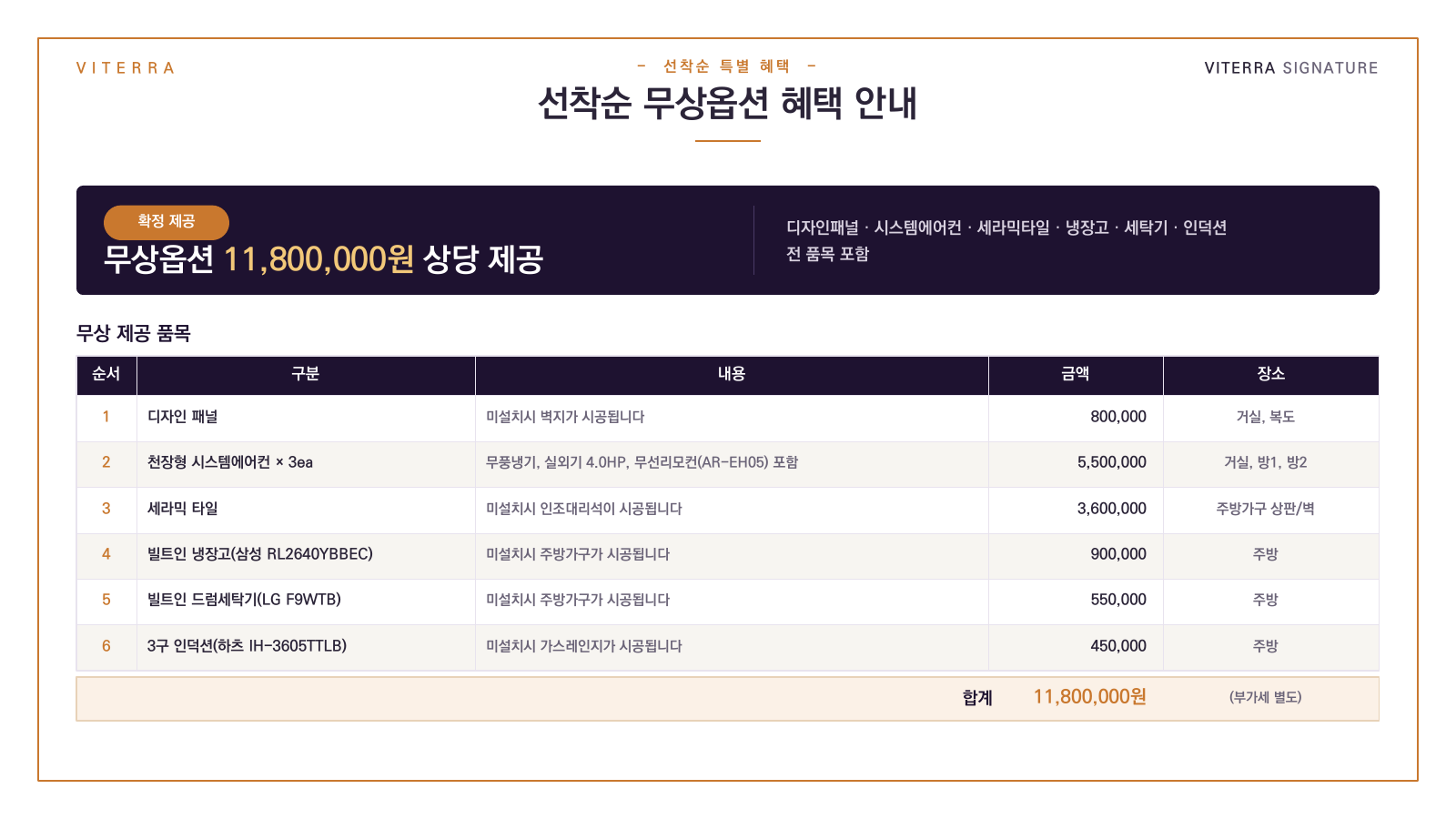 비테라 시그니처 무상옵션 혜택
